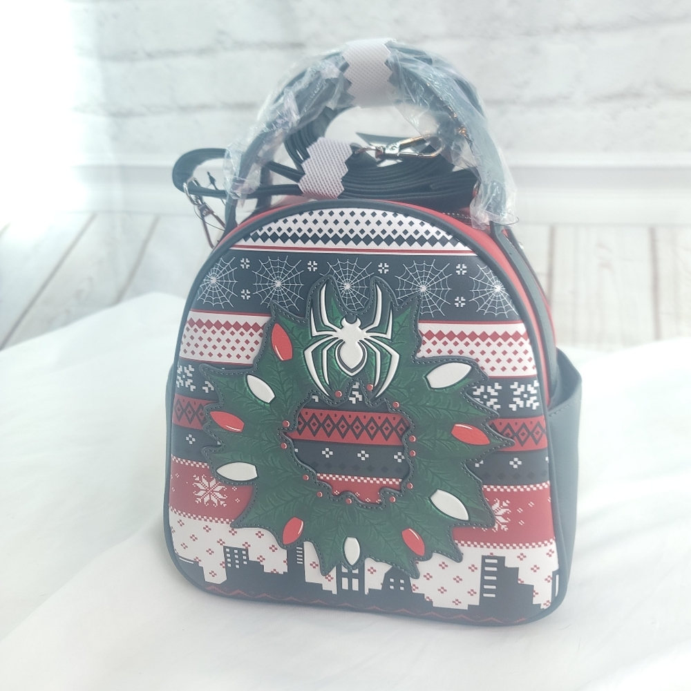 Marvel SpiderMan Glow-n-Dark Christmas Sweater Mini Backpack NWT